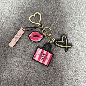 Victoria's Secret Black and Pink Charm Keychain